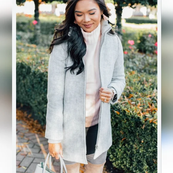 ⭕️ PRICE FIRM J. Crew Italian Stadium Cloth Wool Blend Gray Coat Size 00 - Picture 2 of 6